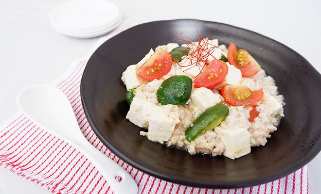 夏野菜のカラフル麻婆豆腐