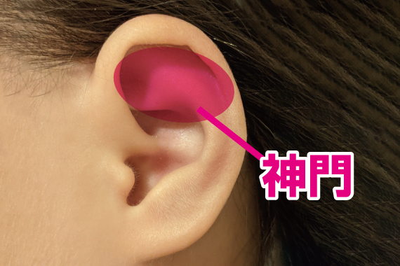 耳にあるしんもんのツボの写真