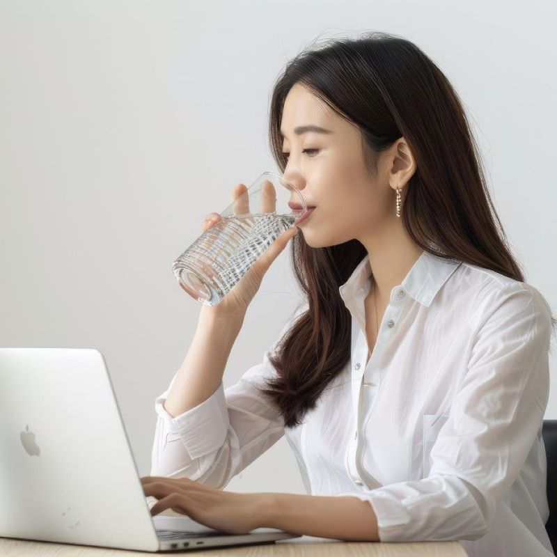 水を飲む女性