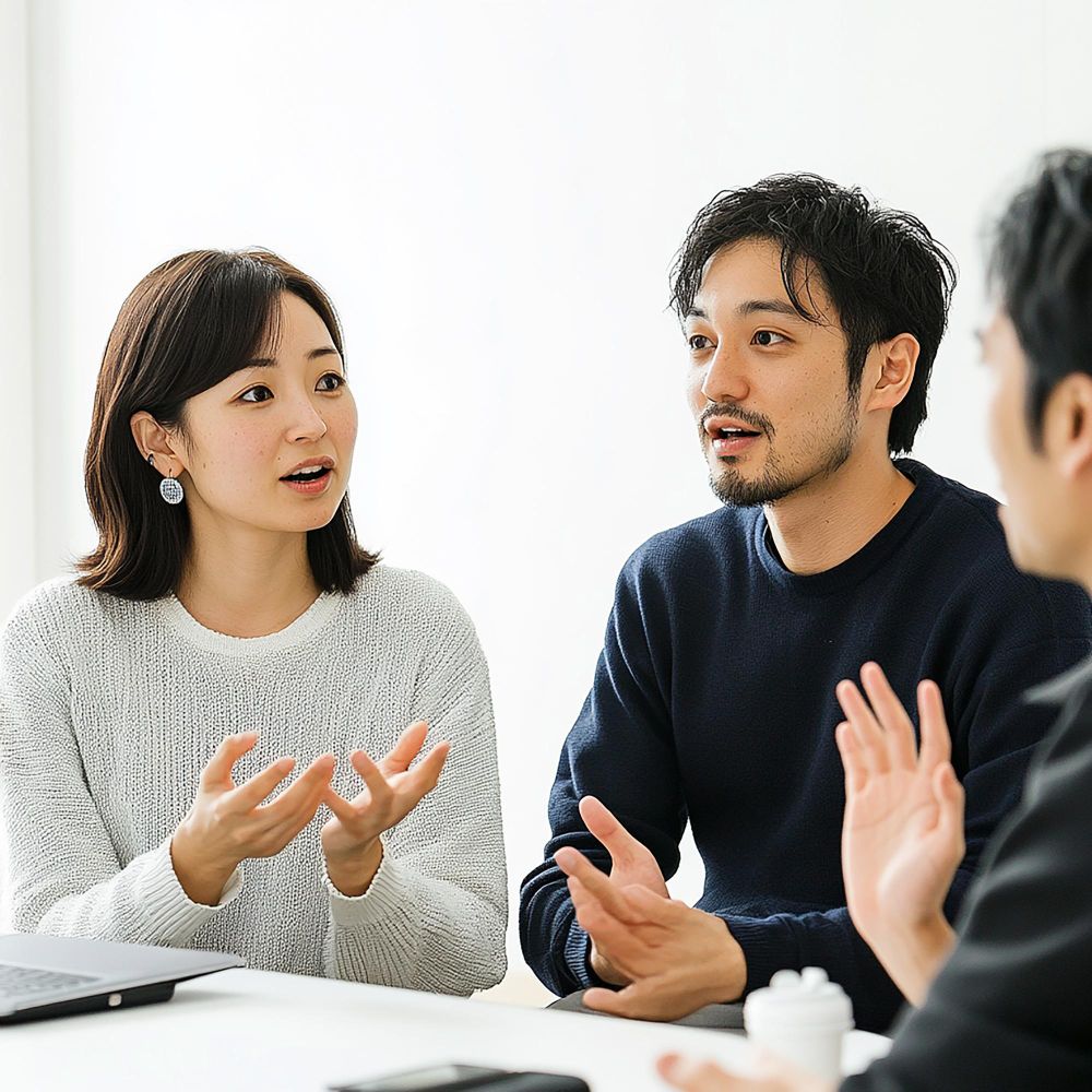 人と話すシーン