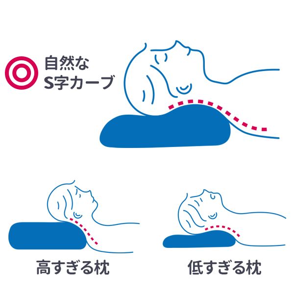 枕の高さ別イラスト